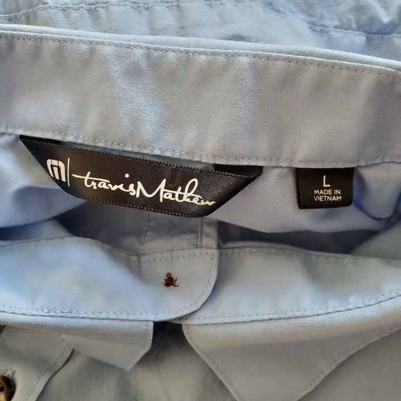 Travis Mathew Golf (Mens Size Large) Blue Button Front Short Sleeve Pocket Shirt - Picture 2 of 4